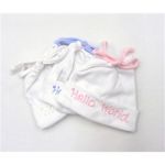 Hat "Hello World" Cotton Newborn White, Blue or Pink